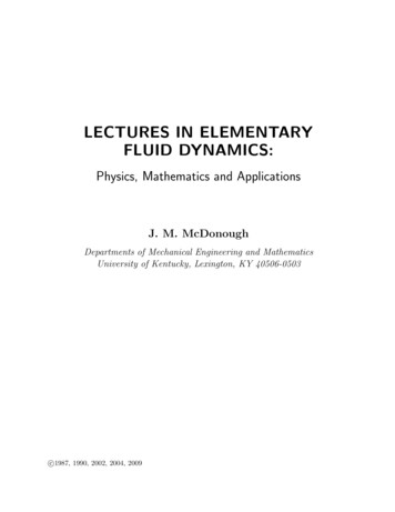 LECTURES IN ELEMENTARY FLUID DYNAMICS - University Of Kentucky