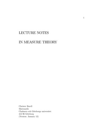 LECTURE NOTES IN MEASURE THEORY - Chalmers