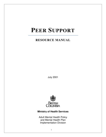 Peer Support Resource Manual - Ministry Of Health
