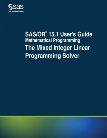 The Mixed Integer Linear Programming Solver - SAS