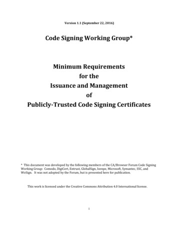 Minimum Requirements For The Issuance And Management Of Code Signing .