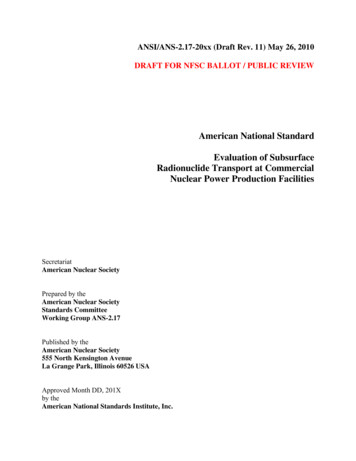 American National Standard Evaluation Of Subsurface Radionuclide .