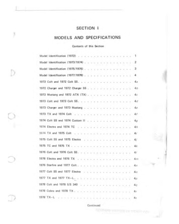 SECTION I MODELS AND SPECIFICATIONS - Vintagesnow 