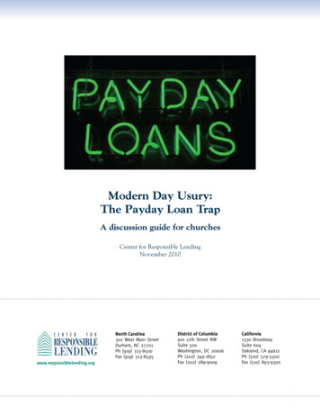Modern Day Usury: The Payday Loan Trap
