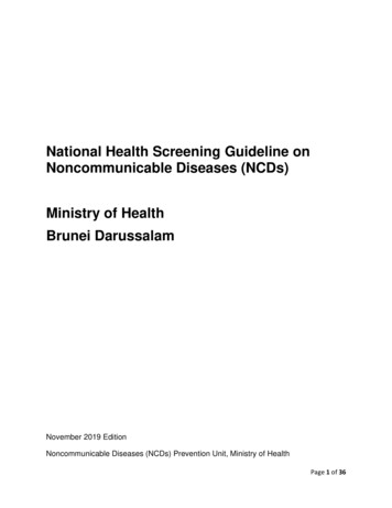 National Health Screening Guideline On Noncommunicable Diseases (NCDs .