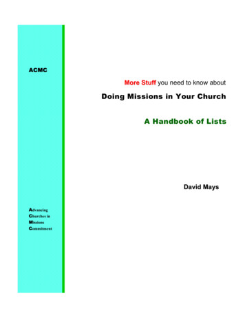 Handbook Of Missions In The Local Church - David Mays