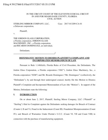 / Defendants' Motion To Dismiss Plaintiff'S Complaint And Incorporated .