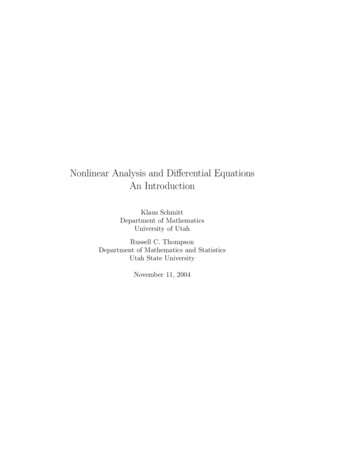 Nonlinear Analysis And Diﬀerential Equations An Introduction