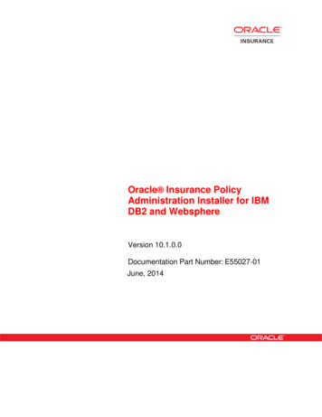 Oracle Insurance Policy Administration Installer For IBM DB2 And Websphere
