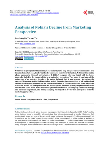 Analysis Of Nokia's Decline From Marketing Perspective