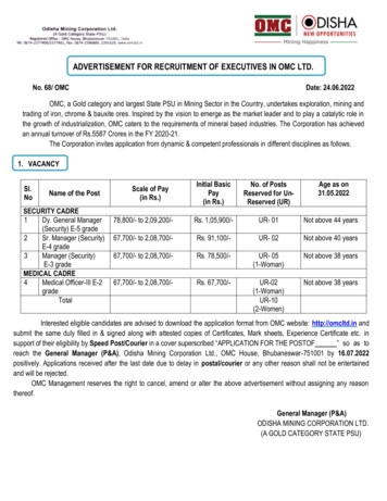 Advertisement For Recruitment Of Executives In Omc Ltd.