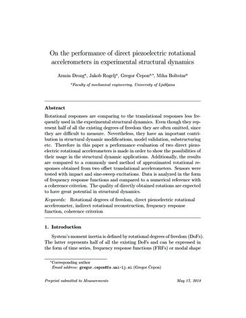 On The Performance Of Direct Piezoelectric Rotational Accelerometers In .