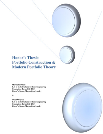 Honor's Thesis: Modern Portfolio Theory & Quadratic Programming