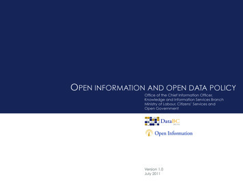 PEN INFORMATION AND OPEN DATA POLICY DataBC - Gov