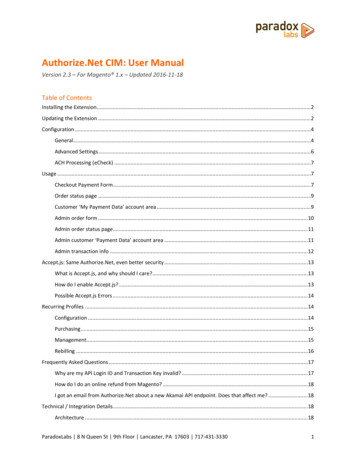 Authorize CIM: User Manual - ParadoxLabs