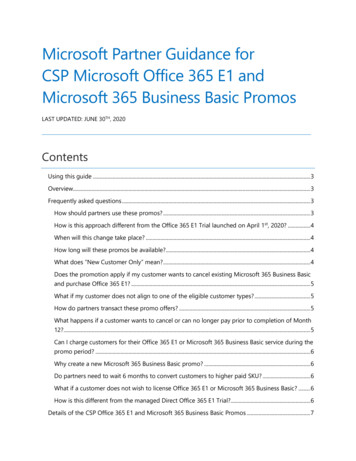 Microsoft Partner Guidance For CSP Microsoft Office 365 E1 And .
