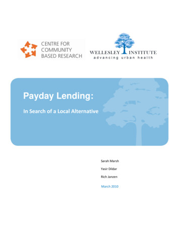 Payday Lending - Wellesley Institute
