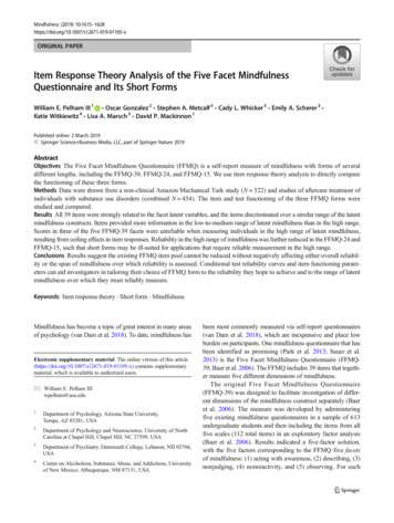 Item Response Theory Analysis Of The Five Facet Mindfulness .