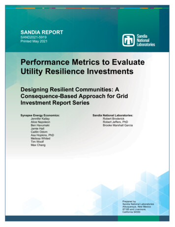 Performance Metrics To Evaluate Utility Resilience Investments