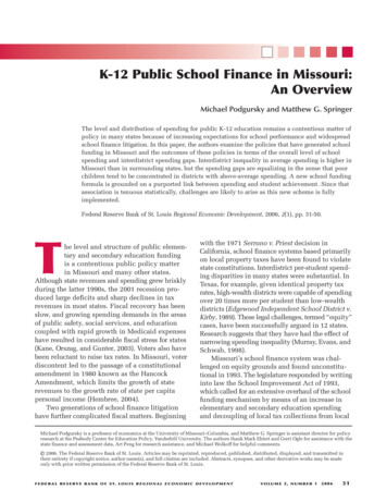 K-12 Public School Finance In Missouri: An Overview