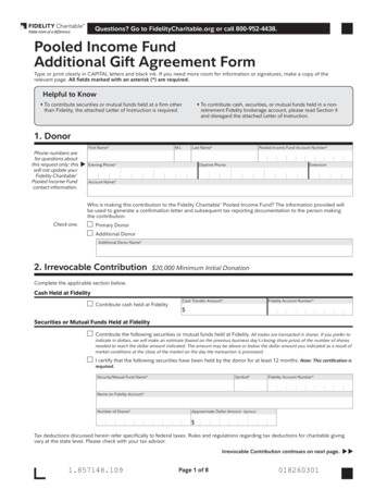 Pooled Income Fund Additional Gift Agreement Form