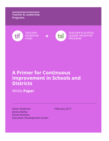 A Primer For Contiuous Improvement In Schools And Districts