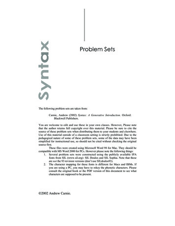 Problem Sets - Blackwell Publishing