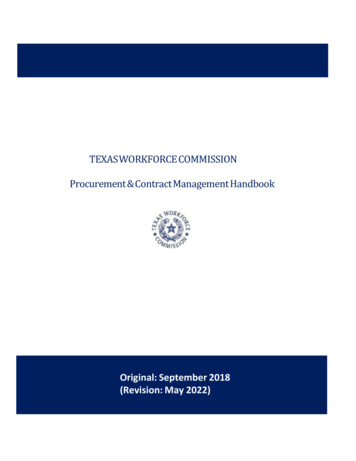 PROCUREMENT AND CONTRACT MANAGEMENT HANDBOOK - Texas Workforce Commission