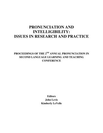 Pronunciation And Intelligibility: Issues In Research And Practice