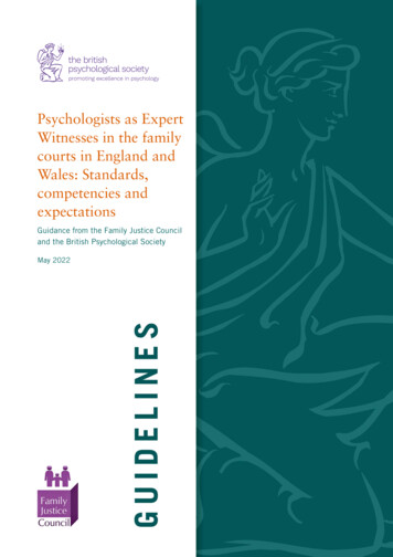 Psychologists As Expert Witnesses In The Family Courts In England And .