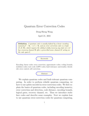 Quantum Error Correction Codes - Nature Is Quantum