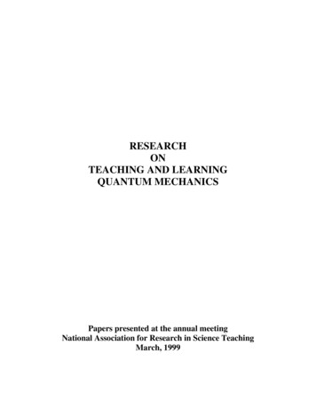 Research On Teaching And Learning Quantum Mechanics