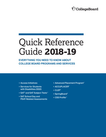 Quick Reference Guide 2018-19 - College Board