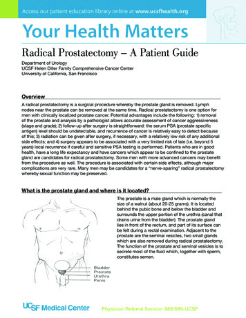 Radical Prostatectomy - A Patient Guide - UCSF Medical Center