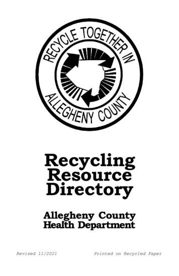 Recycling Resource Directory - Allegheny County, Pennsylvania