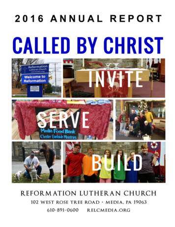 Reformation Lutheran Church, Media, Pa 2016 Annual Reports