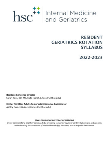 Resident Geriatrics Rotation Syllabus 2022-2023