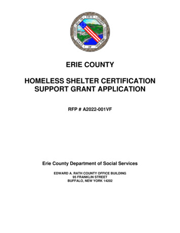 Erie County Homeless Shelter Certification Support Grant Application