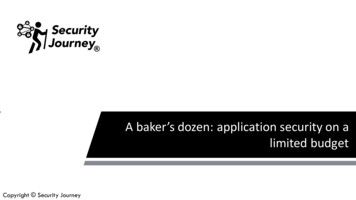 A Baker's Dozen: Application Security On A Limited Budget - FIRST