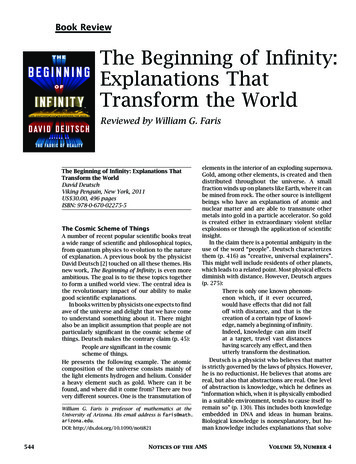 The Beginning Of Inﬁnity: Explanations That Transform The World