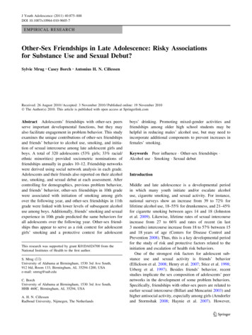 Other-Sex Friendships In Late Adolescence: Risky Associations For .