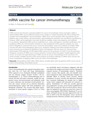 MRNA Vaccine For Cancer Immunotherapy - BioMed Central