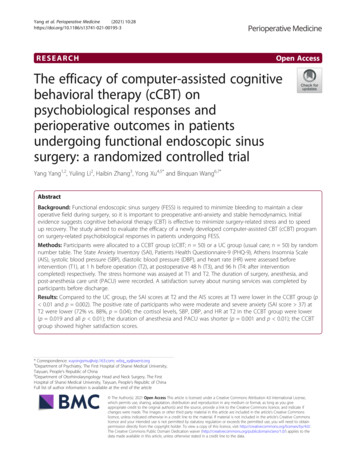 The Efficacy Of Computer-assisted Cognitive Behavioral Therapy (cCBT .