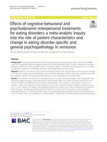 Effects Of Cognitive-behavioral And Psychodynamic . - BioMed Central