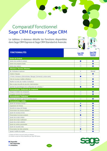 Comparatif Fonctionnel Sage CRM Express / Sage CRM