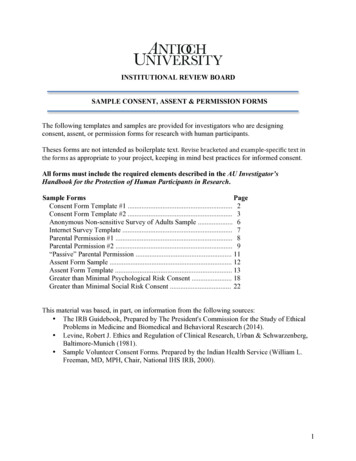 Sample Consent Assent Permission Forms - Antioch University Midwest