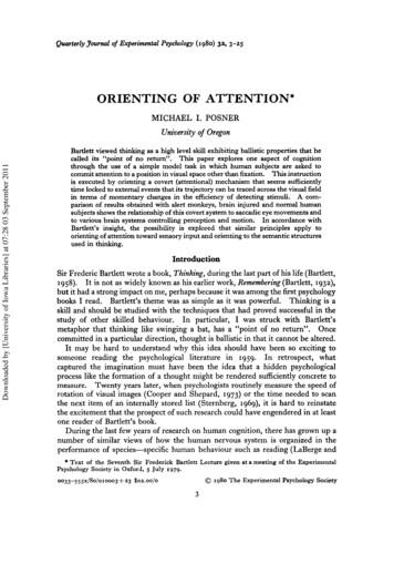 Orienting Of Attention - University Of Iowa