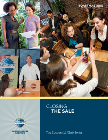 CLOSING THE SALE - Toastmasters