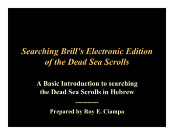 Searching Brill's Electronic Edition Of The Dead Sea Scrolls