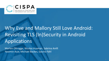 Applications Revisiting TLS (In)Security In Android Why Eve . - USENIX